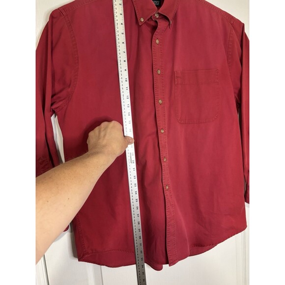VINTAGE Lands End Shirt Mens Large 16-16.5 Faded Barn Red Long Sleeve Button - Picture 10 of 10